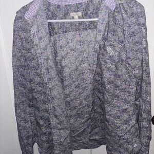 Talbots Purple and Green floral button up